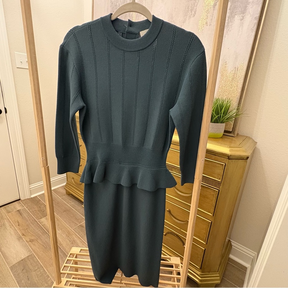 St. John Teal Long Sleeve Knit Dress